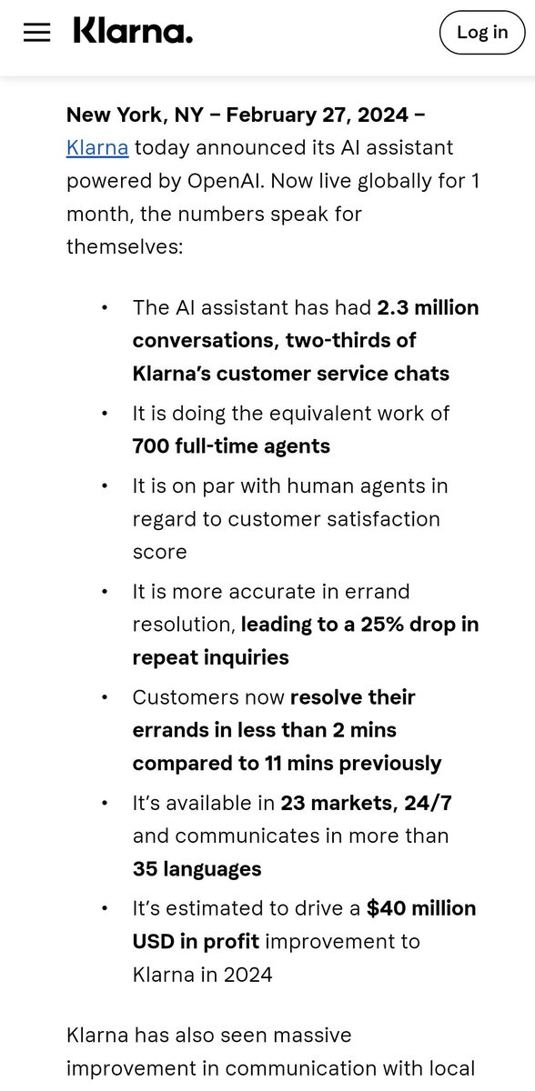 Faizan Siddiqi (@faizansiddiqi) on Twitter photo Pakistans Tech Sector is about to witness a Strategic Shift.
Today there has been breaking news about Klarnas use of Ai for customer service. 
We will dig deeper into the announcement but it has massive strategic implications globally but also more specifically for call Pakistans Tech Sector is about to witness a Strategic Shift.
Today there has been breaking news about Klarnas use of Ai for customer service. 
We will dig deeper into the announcement but it has massive strategic implications globally but also more specifically for call