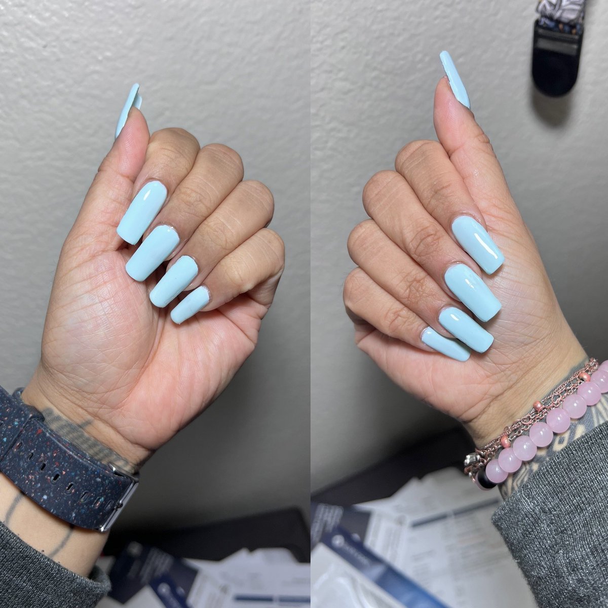sleepyshinobii's tweet image. I love this set 🩵 #diynails normally I choose dark colors too
