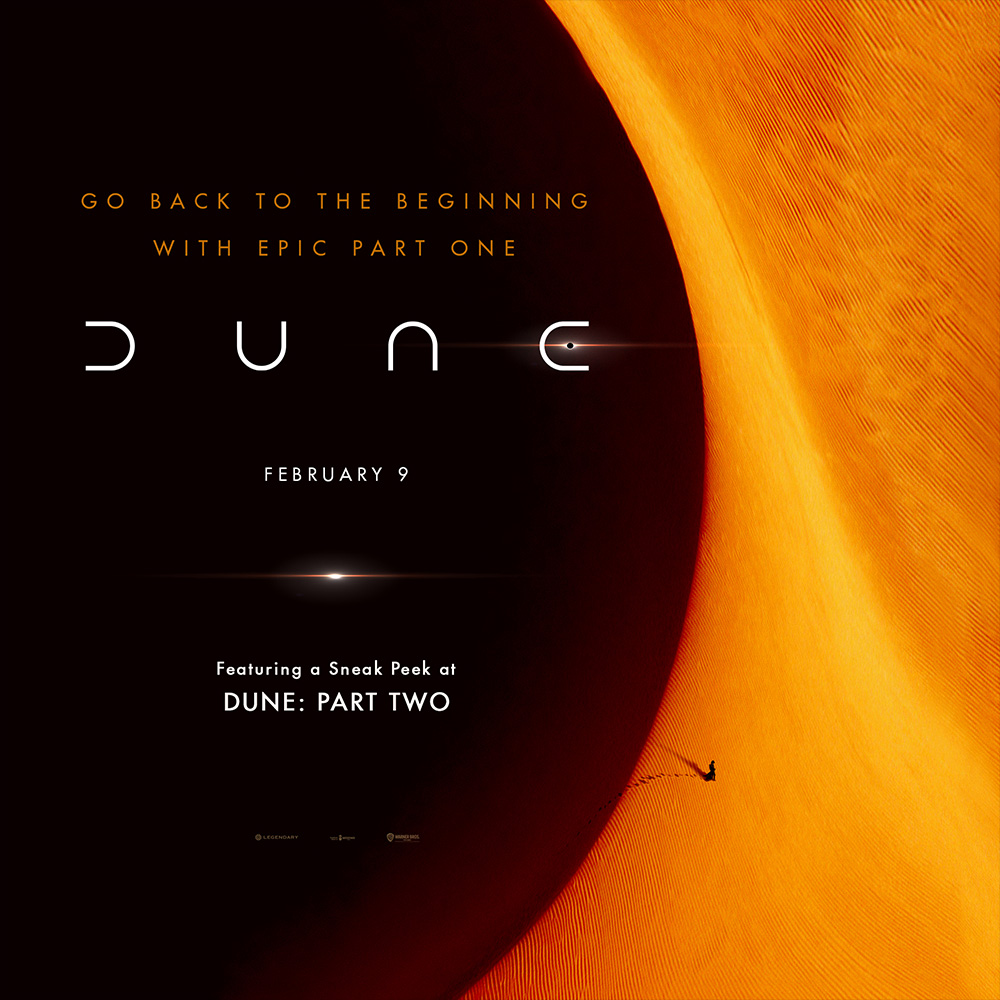 #NuMetroWeeklyRelease
01 March 2024

Dune Part Two:
Duke Paul Atreides joins the Fremen and begins a spiritual and martial journey to become Muad'dib, while trying to prevent the horrible but inevitable future he's witnessed: 

Book Tickets Now: numet.ro/dune2