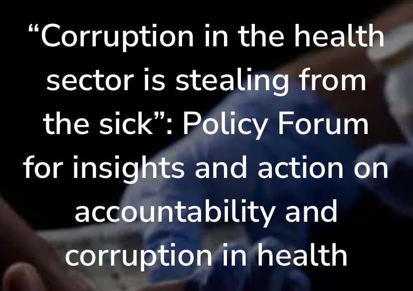 2 years ago, @HPRG_Nigeria held a policy forum on health sector corruption. All agreed, an ounce of health corruption takes someone closer to death. Today, a small effective team will be bold with policy priorities/strategies for 🇳🇬 health anticorruption. hprgunn.com/corruption-in-…
