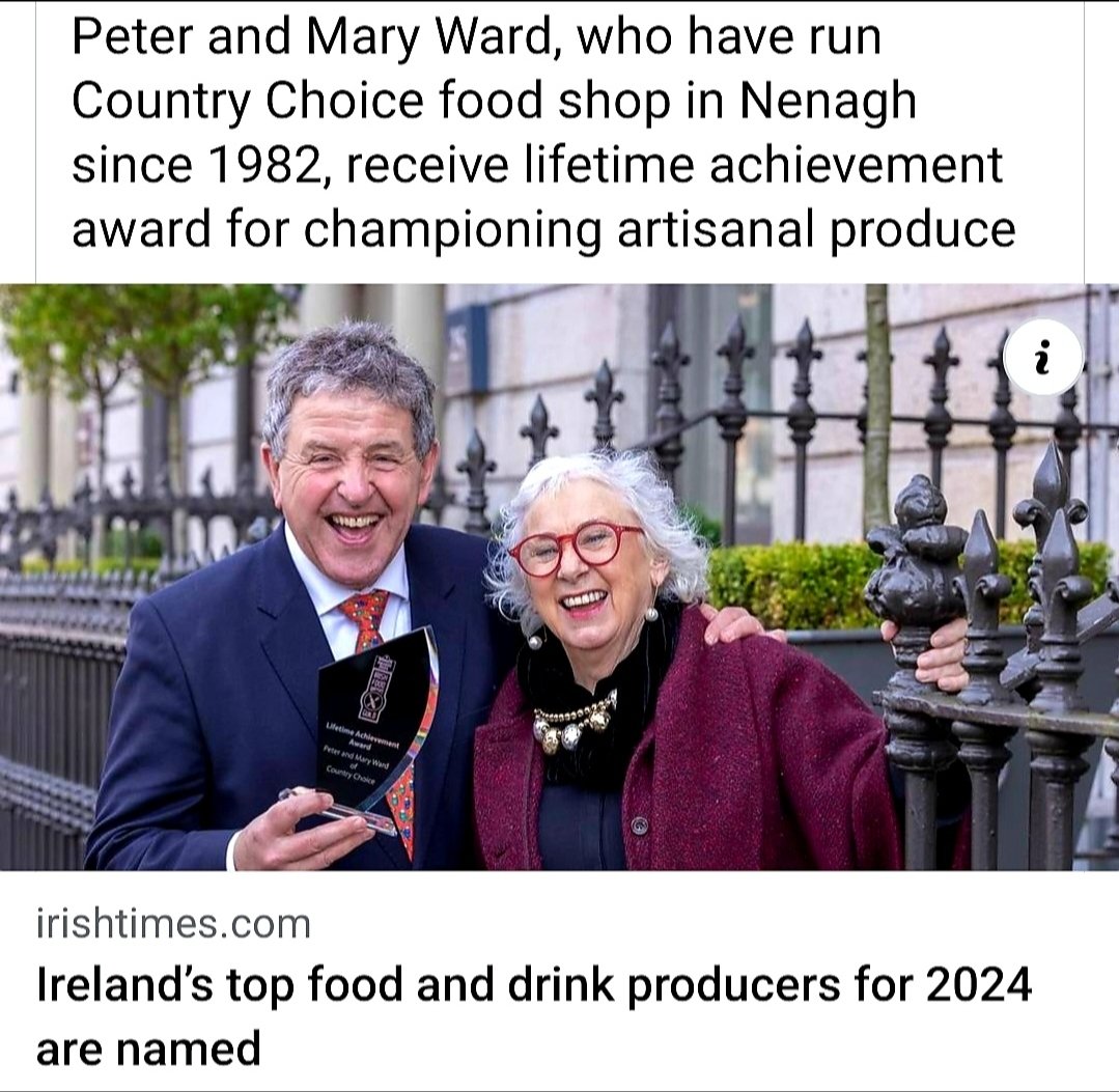 Huge congratulations to Peter and Mary Ward of Country Choice in Nenagh who were presented with a Lifetime Achievement award at the 31st annual IFWG awards ceremony. Read all about it here surl.li/qzwxg #loughderg #irelandshiddenheartlands