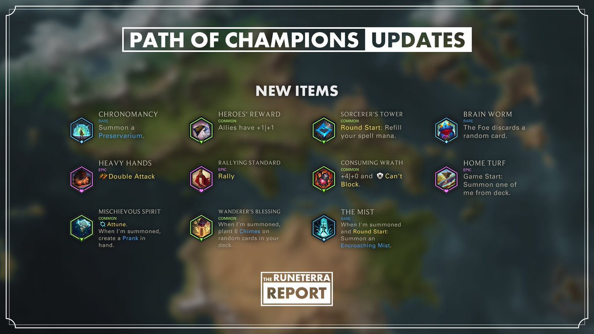 Legends of Runeterra - The Path of Champions - 5.2.0 New Relics, Powers and Items

(Does not include the new Spectral Scissors Relic as the image has not been released)