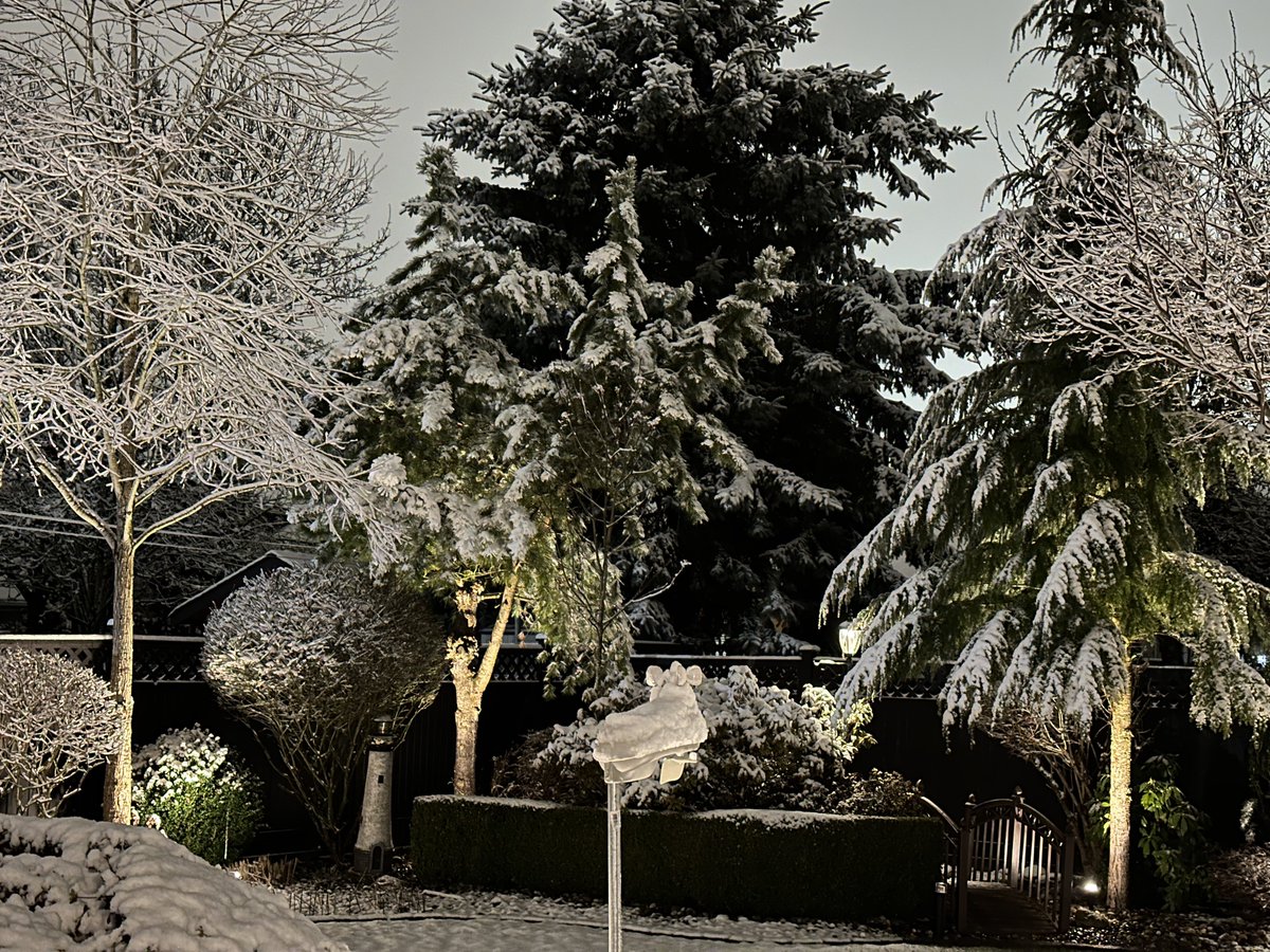 Snow has eased up and the temperature has gone up to about 0.4° with more rain falling than snow. Measured about 5cm from this afternoon to this evening. #SurreyBC #bcstorm #ShareYourWeather