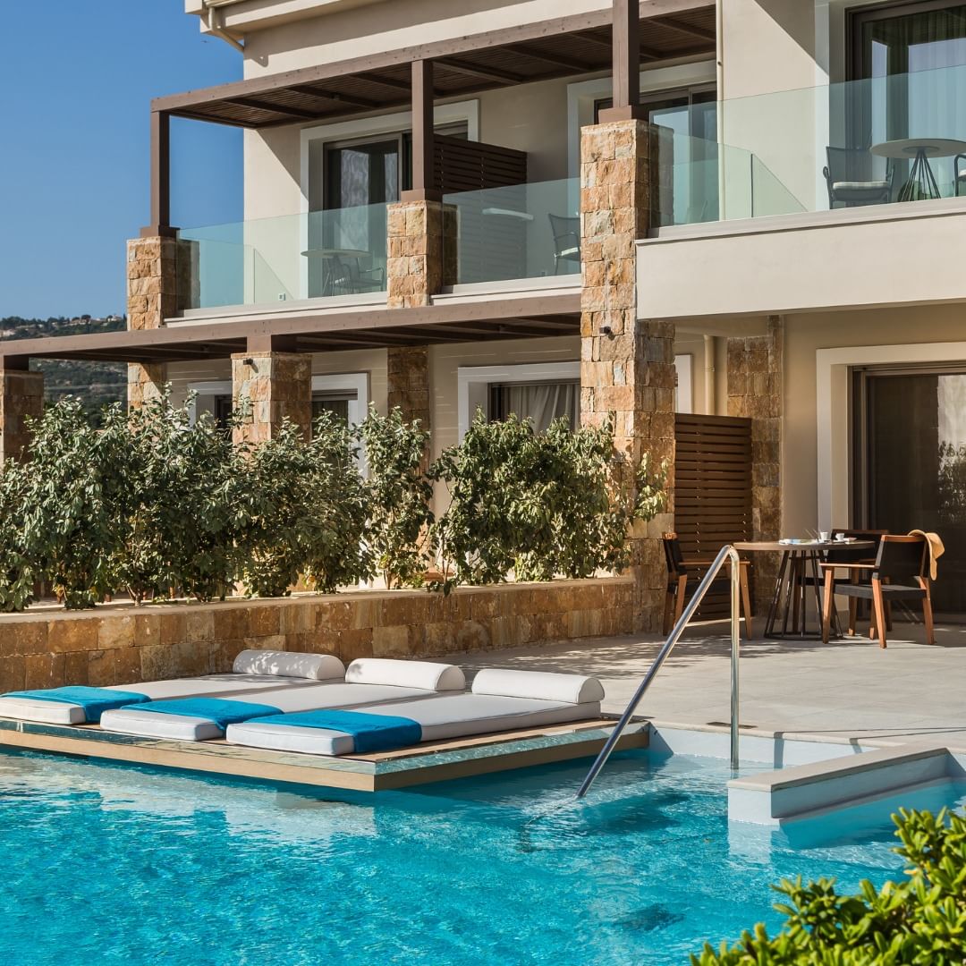 February waving goodbye we are gradually getting into a Greek summer state of mind with the eye-catching exterior of #ElectraKefalonia🙏 #ElectraResorts #LuxuryHotels #PureGreekHospitality #ExteriorView