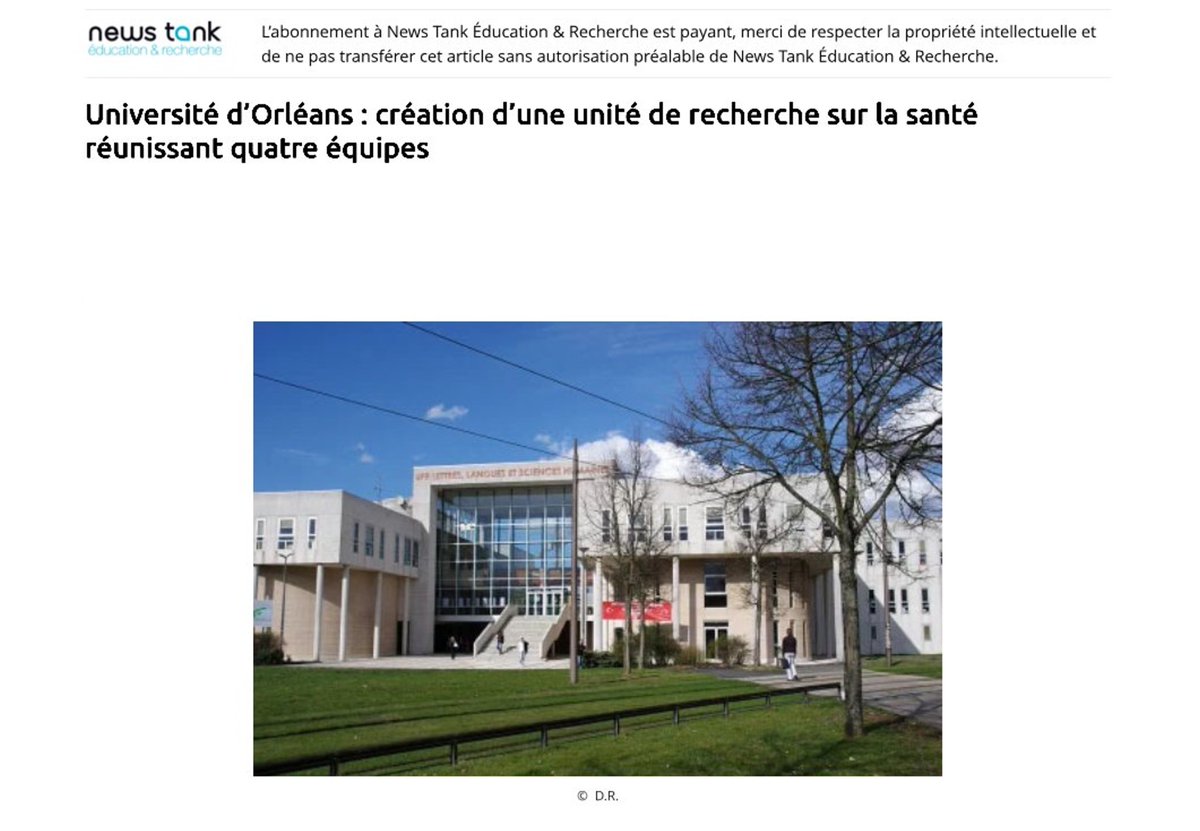 <a href="/NewsTankEduc/">News Tank éducation et recherche</a>: Création du Laboratoire Interdisciplinaire pour l'Innovation et la recherche en Santé d'Orléans (LI2RSO) dirigé par le Pr Guillaume Béraud <a href="/Univ_Orleans/">Université d'Orléans</a>, CHU Orléans,<a href="/Inserm/">Inserm</a> avec <a href="/Yscript_EU/">Yscript</a> dirigé par la Pr <a href="/chantal_pichon/">Pichon Chantal</a>
univ-orleans.fr/fr/univ/zoom-s…