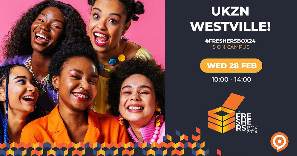 sandramakhanya's tweet photo. Hey UKZN Westville!
FreshersBox24 is about to drop on campus! Level up your week with a #FreshersBox loaded with goodies from Maynard's, Smoothies, Absa, OXY and more. Stand a chance to win R5k towards your tuition! Don't snooze – sign up &amp; swing by 
🔗: https://t.co/EuoGn9ropP https://t.co/MjohOtmcDE