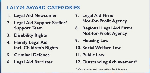 #LALY24 nominations are open! 🥳We are seeking entries in 11 categories, by 22 April. The LALYs are non-profit-making and organised by @WeAreLAPG on behalf of grassroots legal aid lawyers. ...