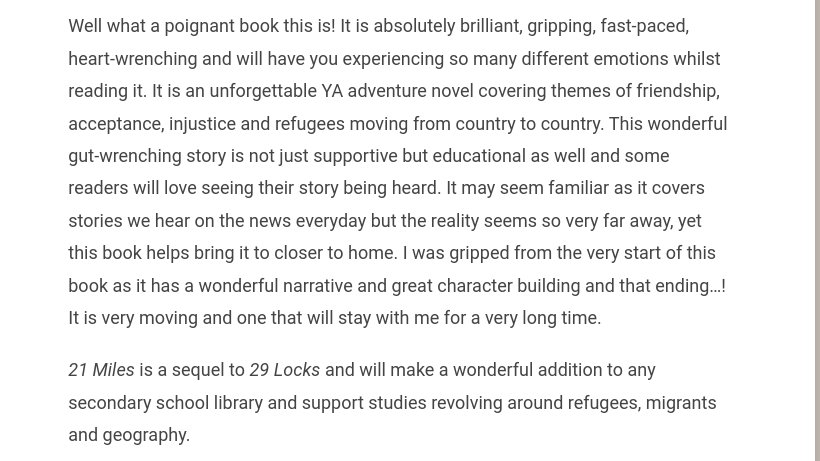 nmgarrard's tweet image. I love this review of #21Miles by @emmasuffield Thank you!🥰
emmasuffield.wordpress.com/2023/12/20/21-…