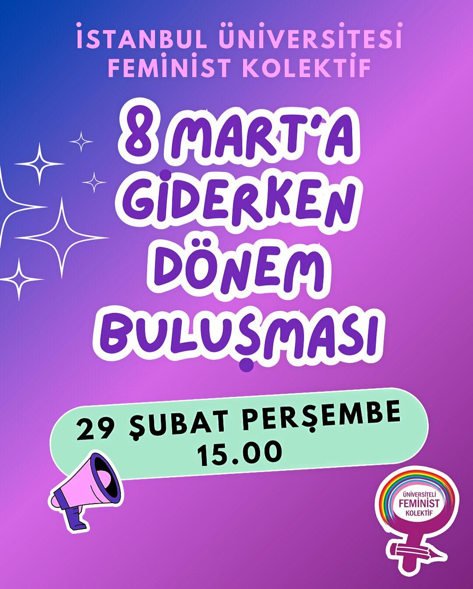 📢8 Mart'a giderken Beyazıtlılar olarak buluşuyoruz💜🌈🎉

📅29 Şubat Perşembe 15.00

Katılım için⬇️
docs.google.com/forms/d/e/1FAI…