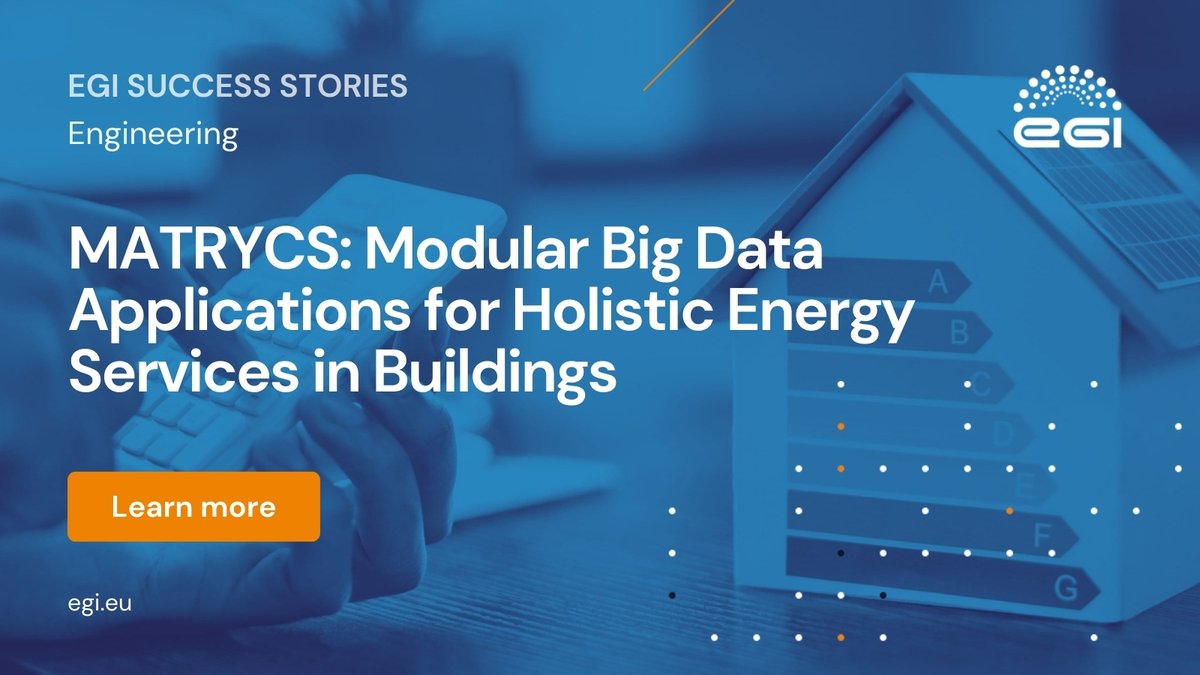#EGISuccessStories
Transforming building #energymanagement with <a href="/matrycs_h2020/">MATRYCS</a> innovations: go.egi.eu/50UKi
🏢Challenge: Improving #energyefficiency in the building sector.
💡Solution: EGI Federated Cloud Infrastructure for scalable #bigdata management &amp; analysis.