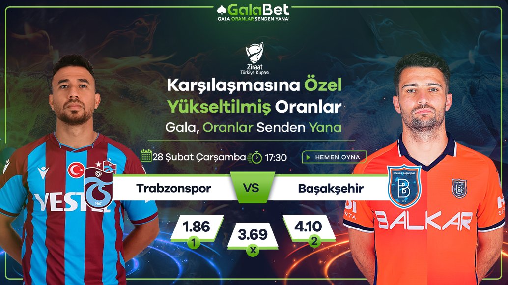 ⚽️ Ziraat Türkiye Kupası Karşılaşmasına Özel Yükseltilmiş Oranlar GalaBet'te!

Trabzonspor vs Başakşehir
⏰Bugün, 17:30

💰 GalaBet'te Her Yatırımınıza Özel %25 Free Bet! kisalt.gg/GalaTwitter

♠️ Hemen Bahis Almak İçin Tıklayın!