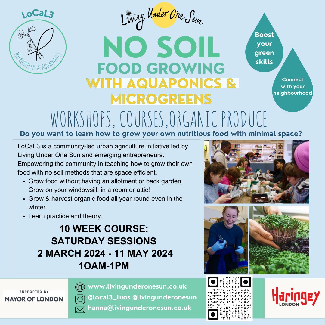 The new @local3_luos Microgreen & Aquaponics course starts THIS SATURDAY! Register your interest: docs.google.com/forms/d/1nVRqD… #superfood #nosoil #foodgrowing #freecourse #adultlearning #organic #organicfoodgrowing #nogardenfoodgrowing #n17 #tottenham #tottenhamhale #downlanepark