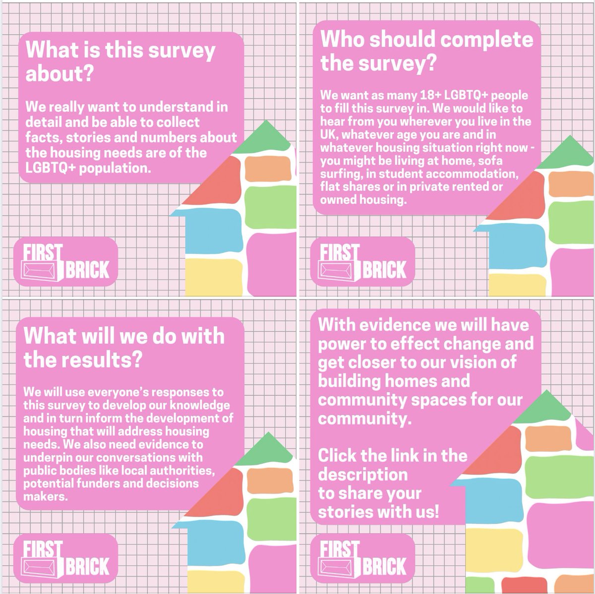 Three days left to help, by completing the LGBTQIA+ National Housing survey, have your story heard!

You need to be over 18, identify as LGBTQIA and live in anywhere in the UK.

Complete the survey here:

tinyurl.com/firstbrickhous…

#LGBTplusHM #HousingMatters #LGBTQIA