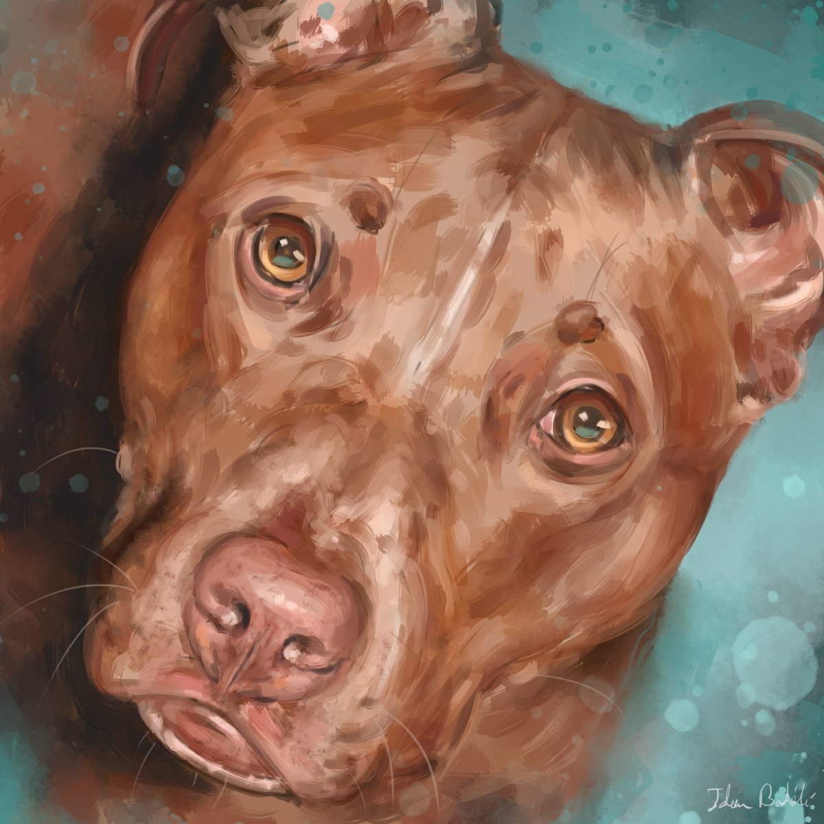 DigiDogP's tweet photo. This adorable Pit Bull painting is available on my @Etsy gallery as a print - get it here https://t.co/WyXPnn0eHM

#dog #art https://t.co/EAWt8tAApN