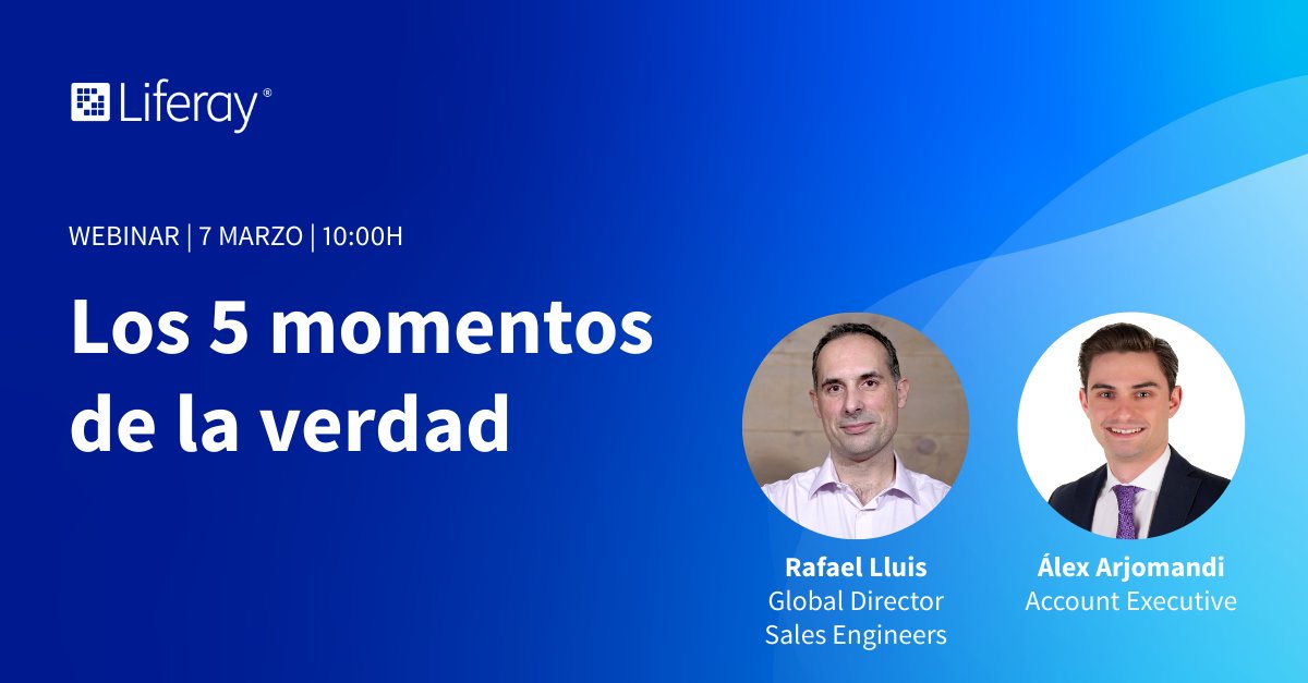 Liferay_es's tweet photo. Únete al #webinar “Los 5 momentos de la verdad” para descubrir cómo mejorar la experiencia de tus empleados en cada etapa de su trayectoria en la empresa: 

📅 7 de marzo
⏰ 10:00 h
🌐 Webinar

Regístrate aquí ➡️ https://t.co/lqb0DaoNRp 

¡Te esperamos! https://t.co/MHbmZZO3J4