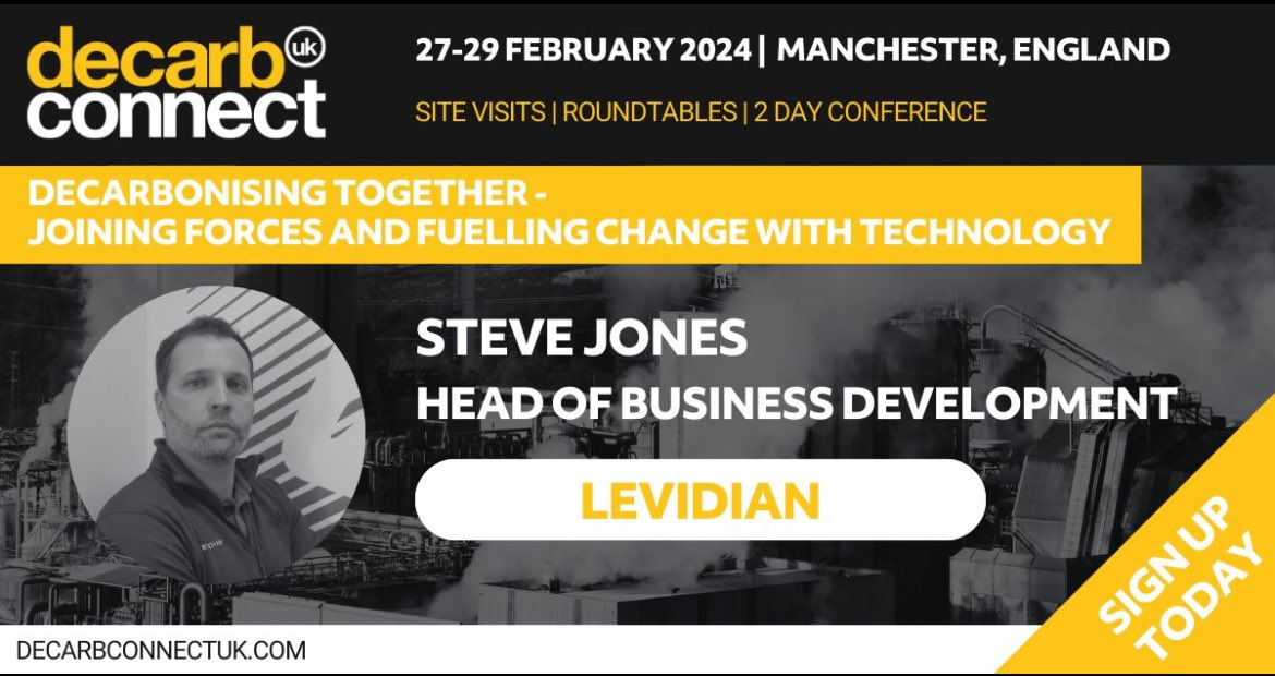 Levidian (@levidian_ltd) on Twitter photo Delighted to be joining the <a href="/DecarbConnect/">DecarbConnect</a> conference today with very own #hydrogen guru Steve Jones who will be sharing how we're helping the hardest to abate sectors to #CutTheCarbon and turn it into a source of clean hydrogen and sustainable carbon material.
#decarbonisation Delighted to be joining the <a href="/DecarbConnect/">DecarbConnect</a> conference today with very own #hydrogen guru Steve Jones who will be sharing how we're helping the hardest to abate sectors to #CutTheCarbon and turn it into a source of clean hydrogen and sustainable carbon material.
#decarbonisation