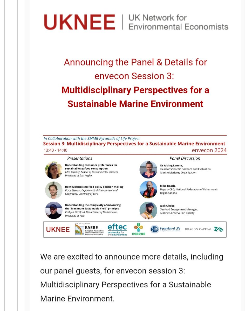 Don't miss the @SMMR_Pyramids session on multidisciplinary perspectives for a sustainable marine environment at next Friday's (8th March) Envecon Conference in London @_UKNEE I'm delighted to be speaking alongside my project colleagues & expert panel uknee.org.uk/envecon-2024 🐟