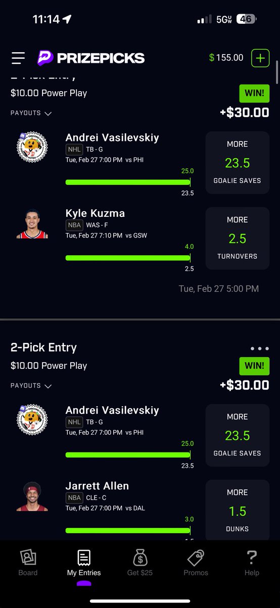 DFSNicholas's tweet image. Great  night on  @SleeperPicksHQ and @PrizePicks  Thanks @DFSArmy 💯