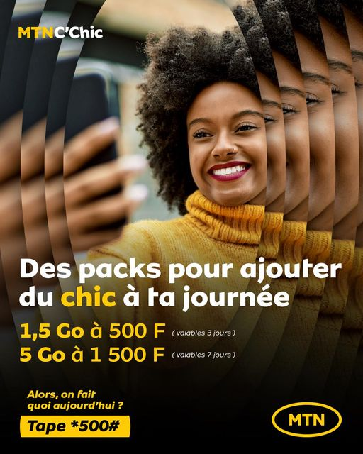 MTNCotedIvoire's tweet photo. Qui dit une offre sur mesure pour les jeunes, dit MTN C’chic.😌
Profite vite d’1,5 Go à 500 F et de 5 Go à 1 500 F en tapant *500#🥳
Alors, #OnFaitQuoiAujourdhui ? #mtnci #cchic #bonplan https://t.co/mbqiwrQk5o