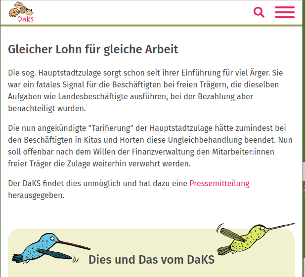 Gleicher Lohn für gleiche Arbeit! ⚖️

Das Land Berlin will Beschäftigten von Schulen und Kitas in freier Trägerschaft die Hauptstadtzulage nicht zahlen. Das ärgert uns!

daks-berlin.de/blog/ganz-fris…
#fairefinanzierung #freieschulen #berlin
