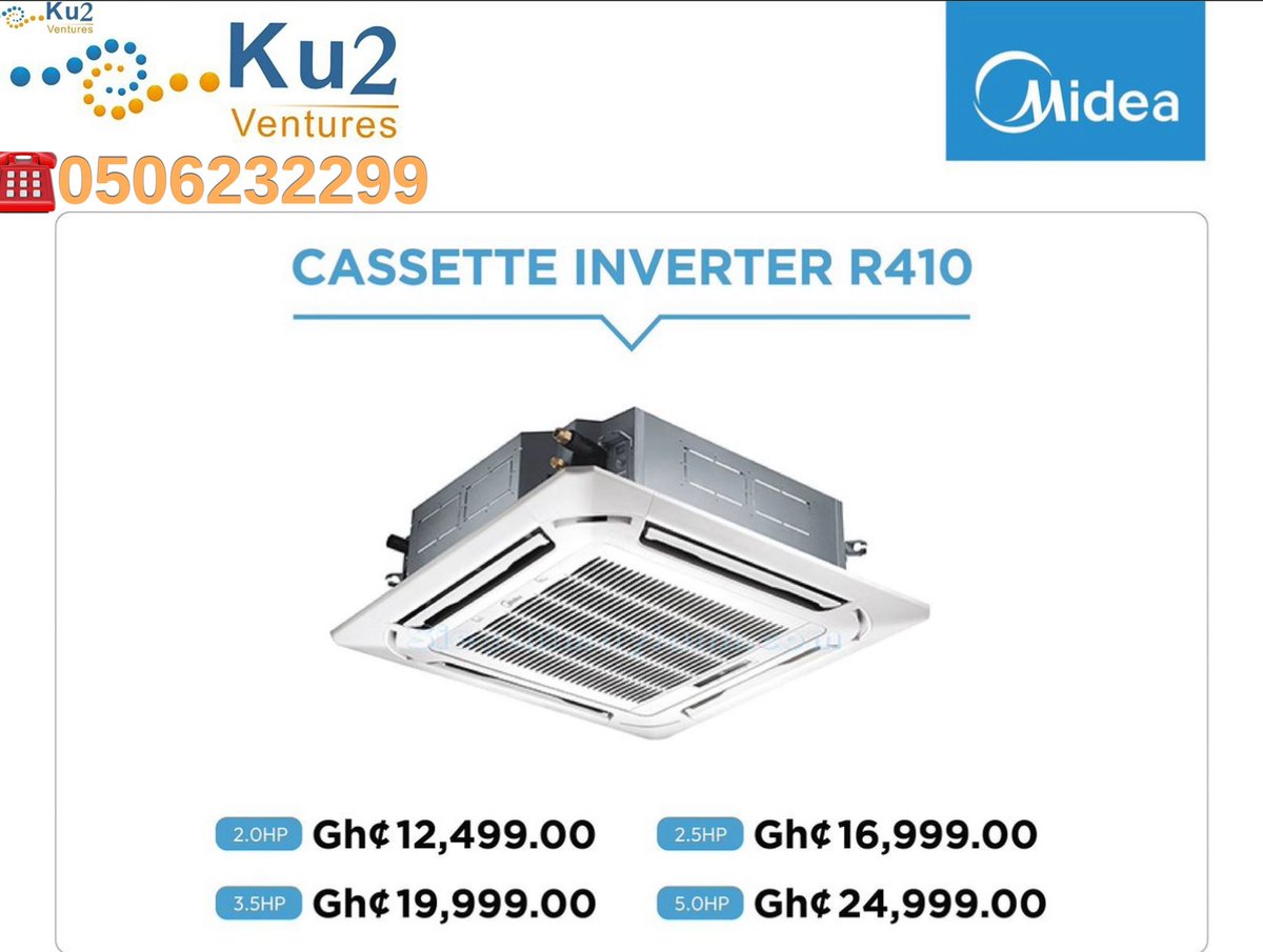 Ku2Ventures's tweet photo. Midea Cassette Inverter Acs In Stock. For More Info ☎️ 0506232299. Nationwide 🚛Delivery Available https://t.co/yPArZqXVpX