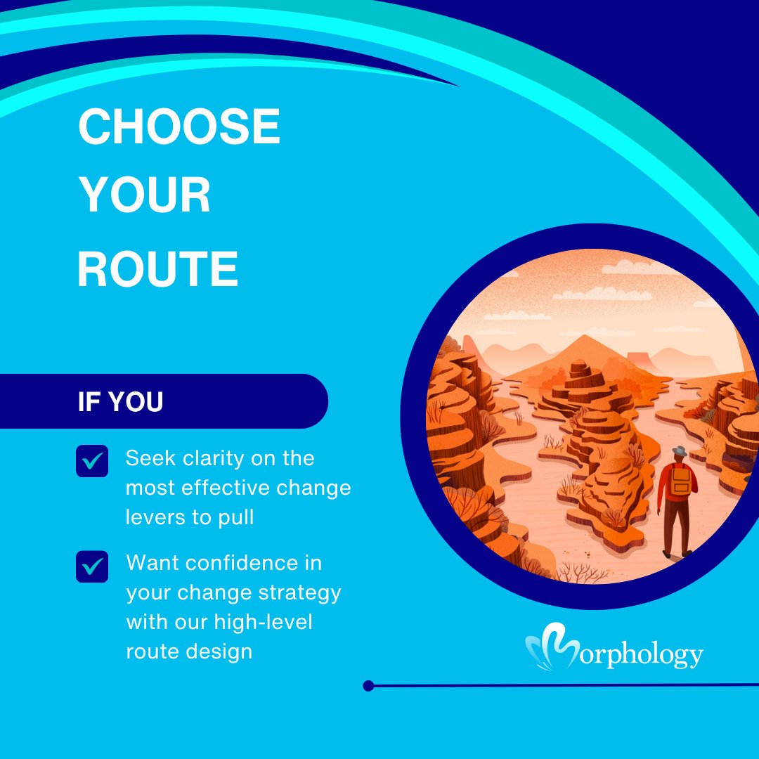 Embark on your change journey with confidence!

Morphology's "Choose Your Route" service offers bespoke maps and expert guidance to navigate change effectively. Identify key levers, control what you can, and influence the rest.

businessmorphology.pulse.ly/5mkvwwfczm

#ChangeManagement