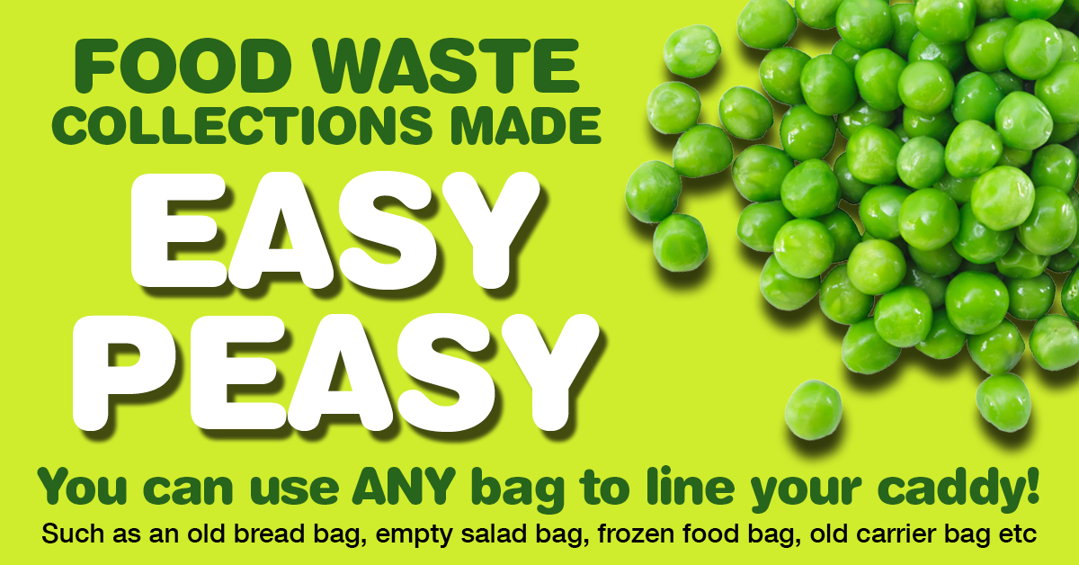 Its easy to recycle your food waste. Use any bag to line a kitchen caddy, then transfer your food waste to your food waste container and we will collect it every week! Find out more about recycling your food waste: teignbridge.gov.uk/foodwaste