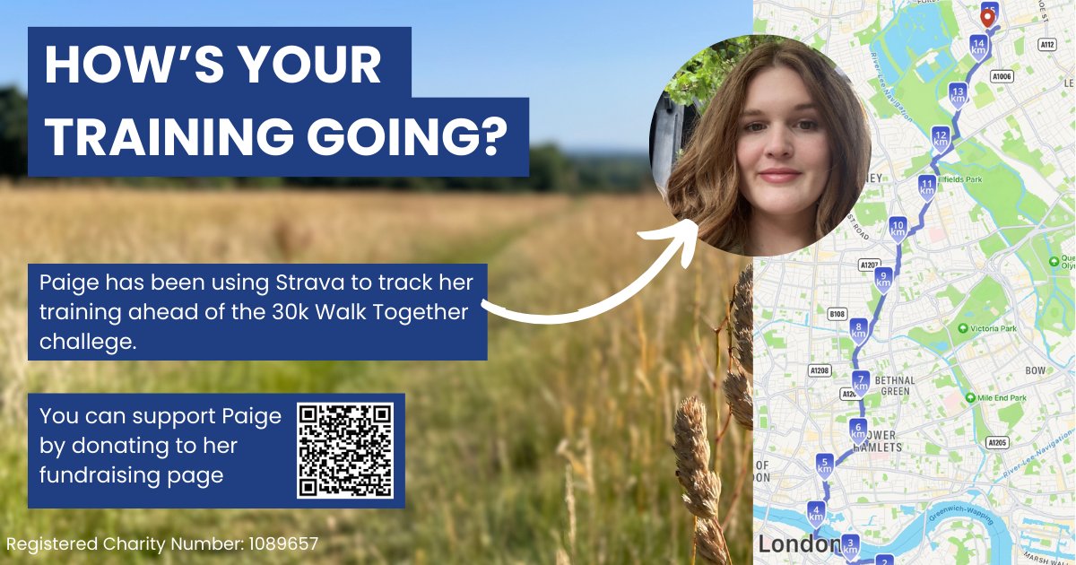 Are you training for our 30k Walk Together challenge? It's not too late to join and start your own training! Paige has been tracking her progress using @Strava. If you are training like Paige - like and share your own training successes! #training #charity