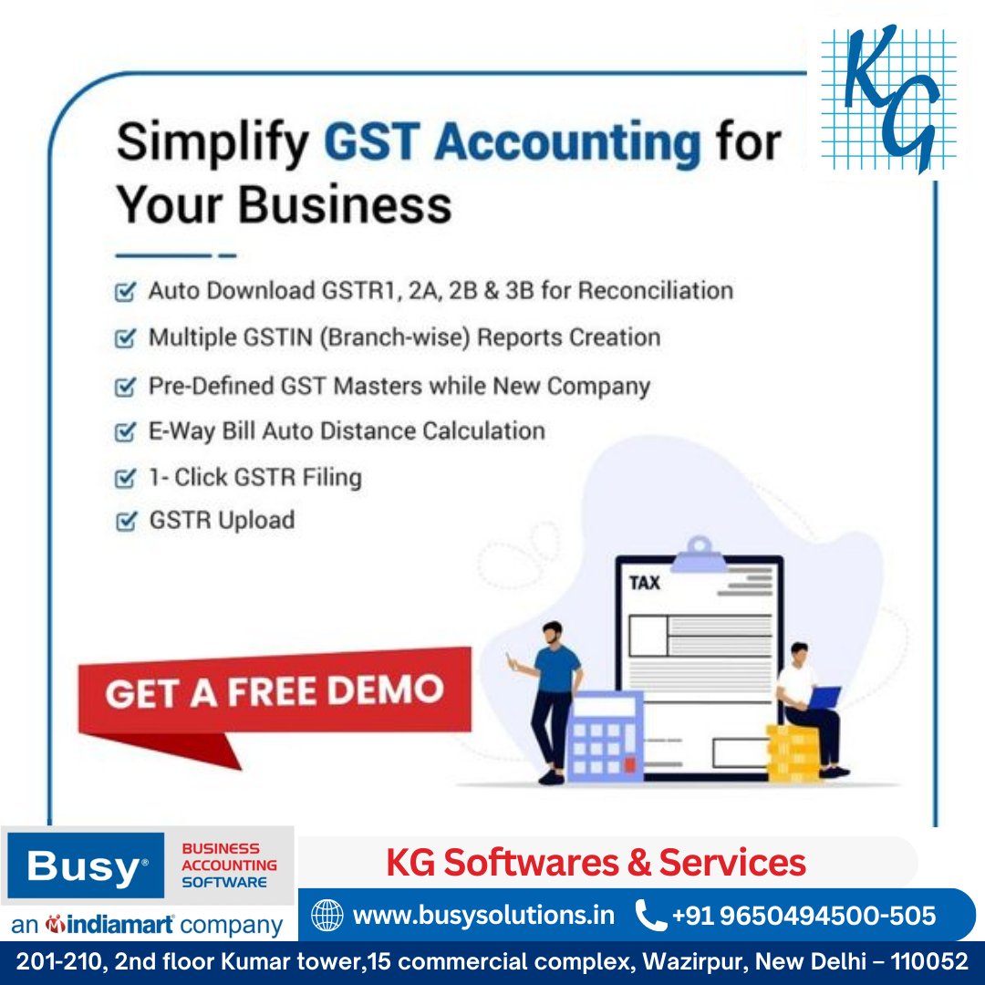 kg_softwares's tweet image. Simplify GST Accounting for Your Business 👍

+91 9650494500

#kgsoftwareservices #busysoftware #busysolutions #busyaccountingsoftware #post #postoftheday #itsolutions #28YearsOfExcellence #gstfilling #BUSY21 #GalaxyS24 #CII4MSMEs #GST #ShopwithFlashco #HNGInsolvency #Voyage2024