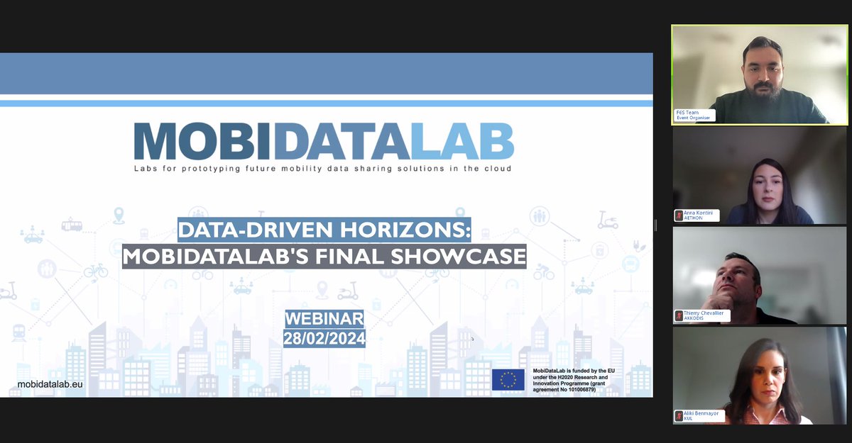 MobiDataLab (@mobidatalab) on Twitter photo The MobiDataLab **Final Showcase Webinar** is starting NOW! Tune in to hear about #datasharing tools, frameworks and experiences ๐ฆป๐
AND Check our website to dive into the real content ๐โโ๏ธ ๐ lnkd.in/e2PpDBWe
<a href="/POLISnetwork/">POLIS</a> <a href="/F6S_Gov/">F6S Innovation</a> <a href="/akkodis_global/">Akkodis</a> <a href="/AethonGr/">AETHON Engineering</a> <a href="/cinea_eu/">CINEA ๐ช๐บ</a> The MobiDataLab **Final Showcase Webinar** is starting NOW! Tune in to hear about #datasharing tools, frameworks and experiences ๐ฆป๐
AND Check our website to dive into the real content ๐โโ๏ธ ๐ lnkd.in/e2PpDBWe
<a href="/POLISnetwork/">POLIS</a> <a href="/F6S_Gov/">F6S Innovation</a> <a href="/akkodis_global/">Akkodis</a> <a href="/AethonGr/">AETHON Engineering</a> <a href="/cinea_eu/">CINEA ๐ช๐บ</a>