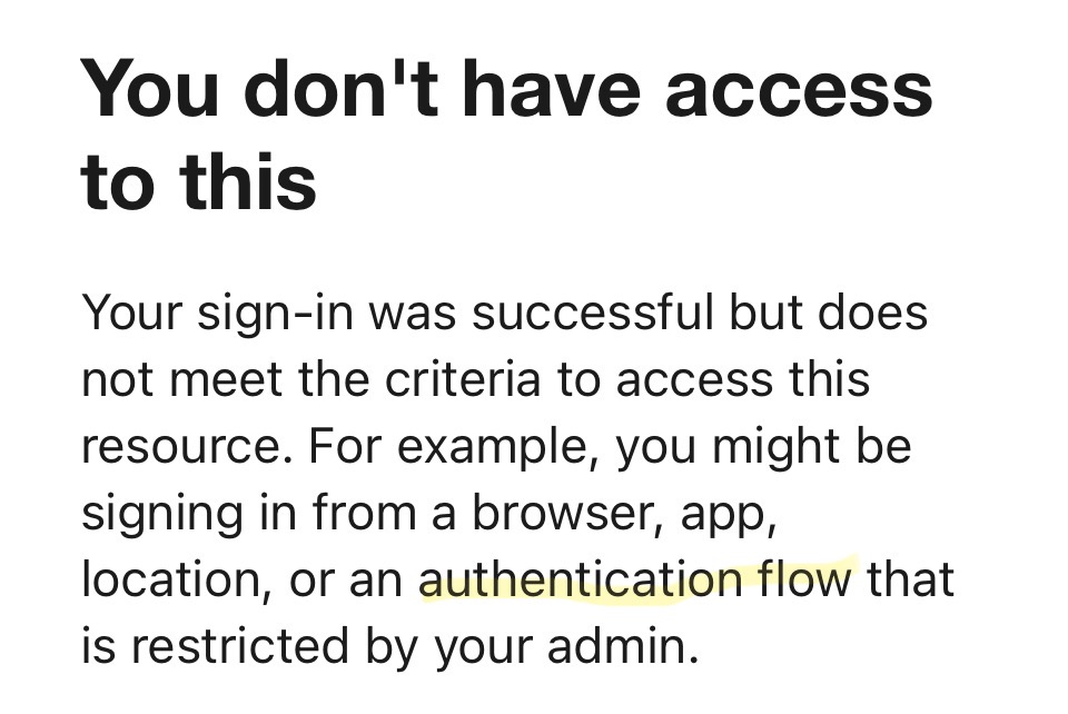 ITguySoCal's tweet image. UNEXPECTED: Blocking Device Code flow with Entra Conditional Access Policy blocked Outlook Mobile and Teams Mobile on iOS. 
Recommendation: Use Report Only Mode for now.
#DeviceCode #Entra
