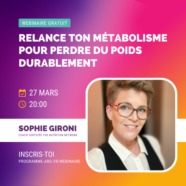 🎥 𝗪𝗘𝗕𝗜𝗡𝗔𝗜𝗥𝗘 : 𝗥𝗘𝗟𝗔𝗡𝗖𝗘 𝗧𝗢𝗡 𝗠𝗘𝗧𝗔𝗕𝗢𝗟𝗜𝗦𝗠𝗘 𝗣𝗢𝗨𝗥 𝗣𝗘𝗥𝗗𝗥𝗘 𝗗𝗨 𝗣𝗢𝗜𝗗𝗦 𝗗𝗨𝗥𝗔𝗕𝗟𝗘𝗠𝗘𝗡𝗧.
Marre des régimes inefficaces à long terme ? J'organise un webinaire gratuit pour t'aider à perdre du poids durablement 
programme-arg.fr/webinaire