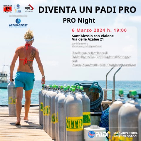 FabioFigurella's tweet photo. Partecipa all’evento “Diventa un PADI Pro” organizzato da APT Pavia e Diver Team Academy in collaborazione con PADI &amp; ACQUASPORT Lecco, Mercoledì 6 Marzo dalle ore 19:00 presso la sede APT Pavia. Una serata dedicata alla carriera professionale PADI. VI aspettiamo @PADI #gogogo https://t.co/enKQVpjaY3
