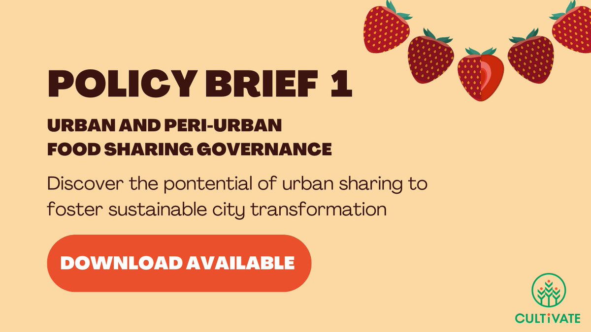Did you see #CultivateEU first policy brief on key governance barriers hindering the sustainability potential of #FoodSharing Initiatives? What can be done to increase their impact? 📥 Download it at: cultivate-project.eu/wp-content/upl…
