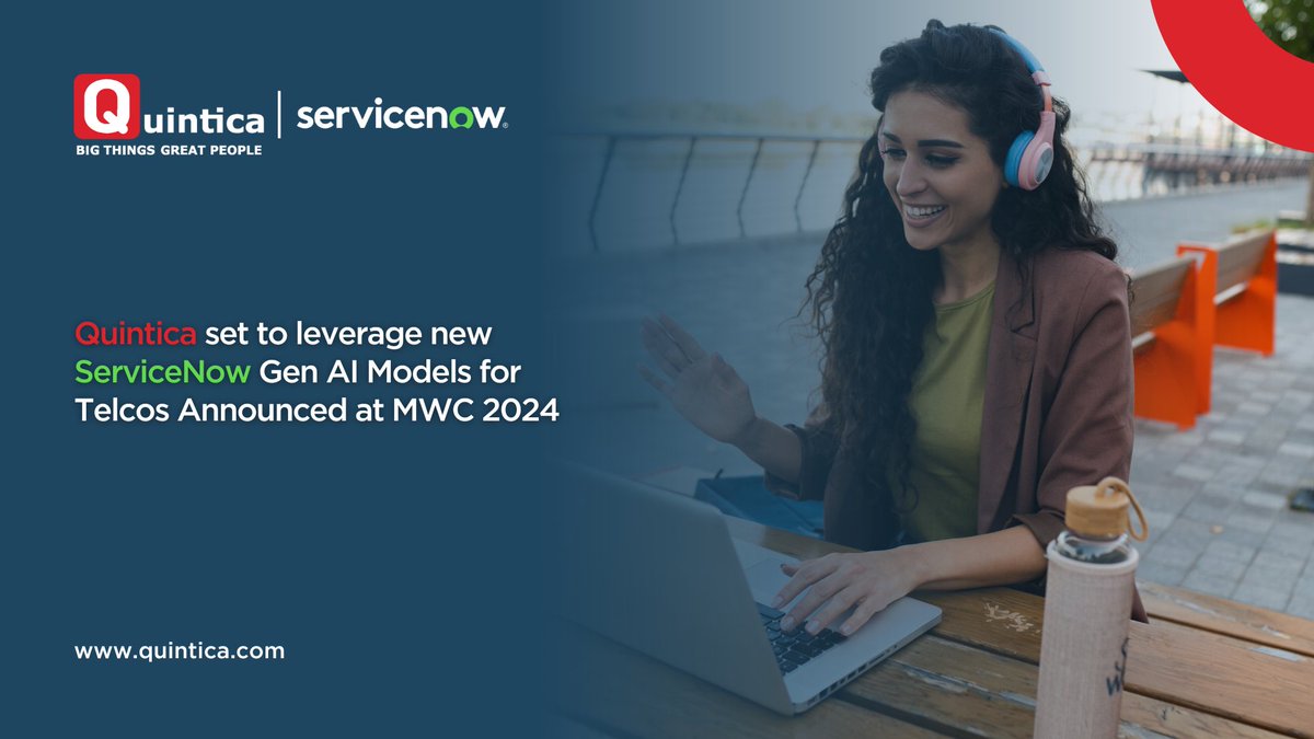 🚀Quintica is at the forefront of Telco transformation with ServiceNow's latest Gen AI models! Announced at MWC 2024, these cutting-edge solutions revolutionize telco operations. lnkd.in/eSMsZe_u

#Quintica #MWC2024 #TechCos #bigthingsgreatpeople #MakingMomentsThatMatter