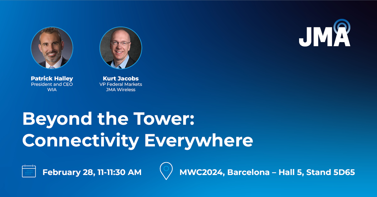 Going live in 30 minutes: Beyond the Tower: Connectivity Everywhere If you’re at #MWC24 #Barcelona, stop by Hall 5, Stand 5D65, to hear from industry experts. #jmawireless #GSMA #Innovation #redefiningwireless #differentbydesign #WIA