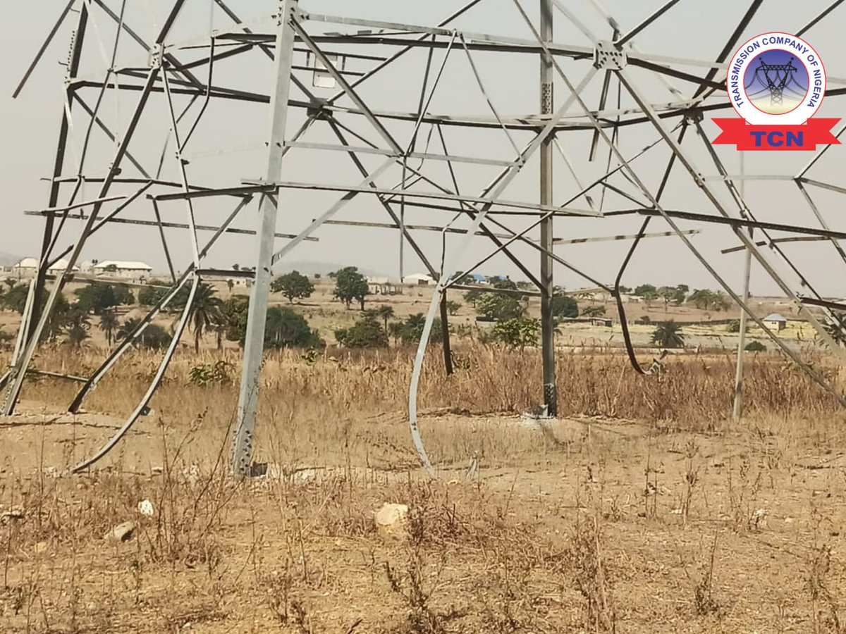 TCN_NIGERIA's tweet photo. TCN's Tower 70 along the 330kV Gwagwalada-Katampe Transmission Line has been vandalised with the tower standing precariously on the ground.

The sad incident occurred on the 26th of February, 2024, at about 11.32 pm.  At the said time, the Gwagwalada-Katampe Transmission line https://t.co/tlHyMmWb86