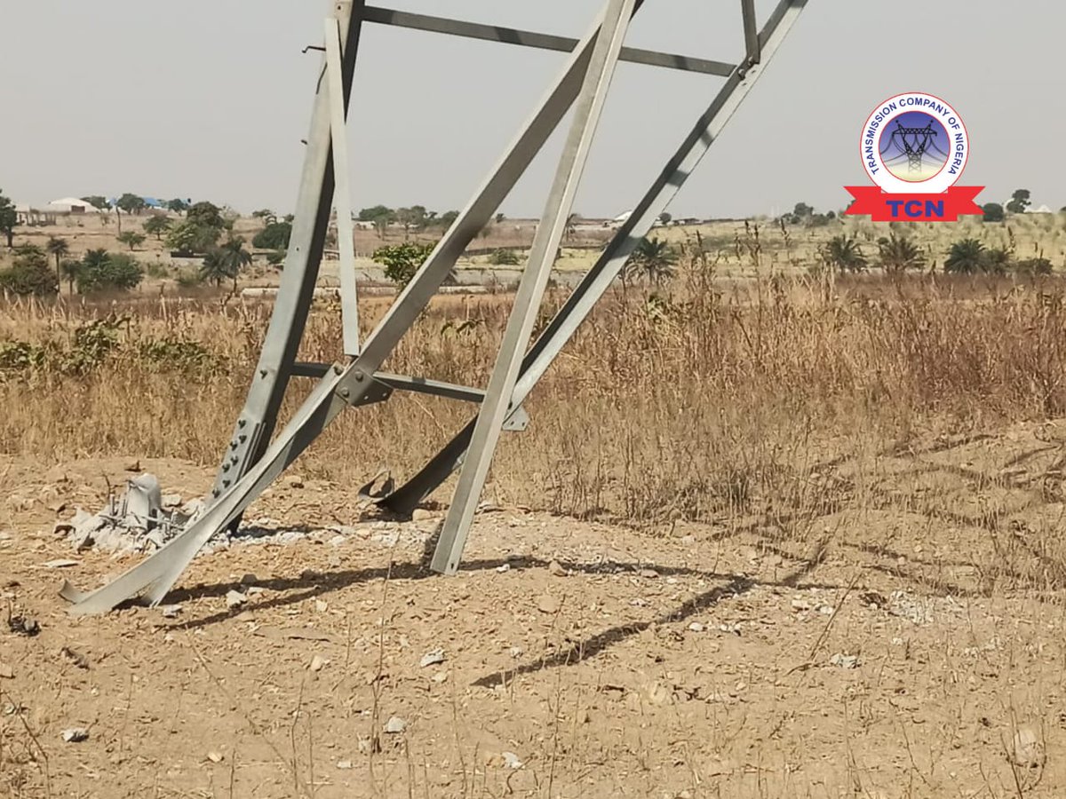 TCN_NIGERIA's tweet photo. TCN's Tower 70 along the 330kV Gwagwalada-Katampe Transmission Line has been vandalised with the tower standing precariously on the ground.

The sad incident occurred on the 26th of February, 2024, at about 11.32 pm.  At the said time, the Gwagwalada-Katampe Transmission line https://t.co/tlHyMmWb86