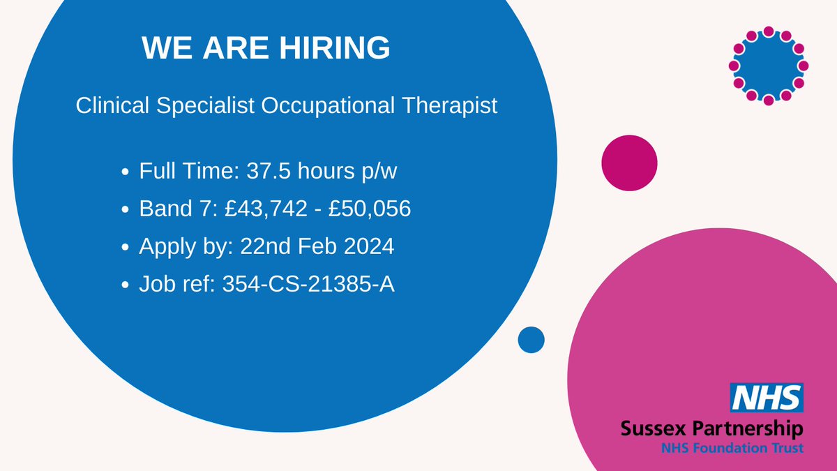 AHP SPFT (@ahp_spft) on Twitter photo If you are passionate around working alongside families and young people, this could be the job for you🌟
You will be working as part of a collaborative social & health care team 👉tinyurl.com/5f8n5r5r
#OccupationalTherapy #NHS #Careers <a href="/SPFT_NHS/">Sussex Partnership</a> If you are passionate around working alongside families and young people, this could be the job for you🌟
You will be working as part of a collaborative social & health care team 👉tinyurl.com/5f8n5r5r
#OccupationalTherapy #NHS #Careers <a href="/SPFT_NHS/">Sussex Partnership</a>