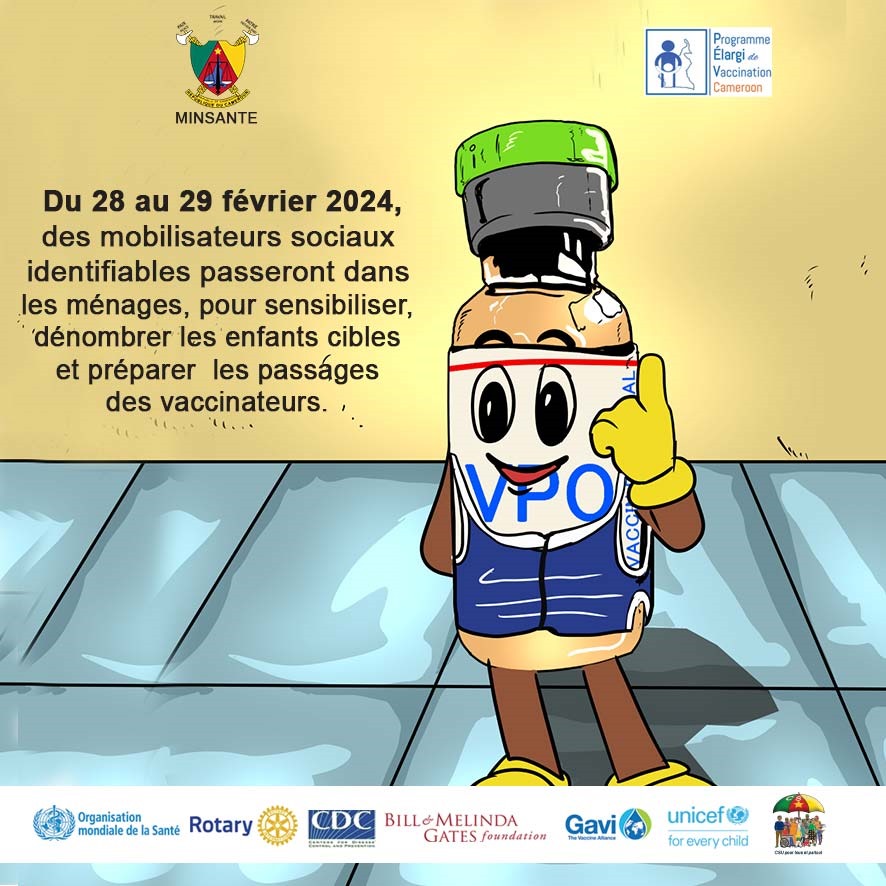 pevcameroun's tweet photo. Chers parents et tuteurs, accueillez dans vos ménages, ces 28 et 29 février 2024, les moblisateurs sociaux en prélude à la campagne de #vaccination contre la #polio du 1er au 3 mars 2024.

#24OutPolio237 https://t.co/nMIpRPsWvT