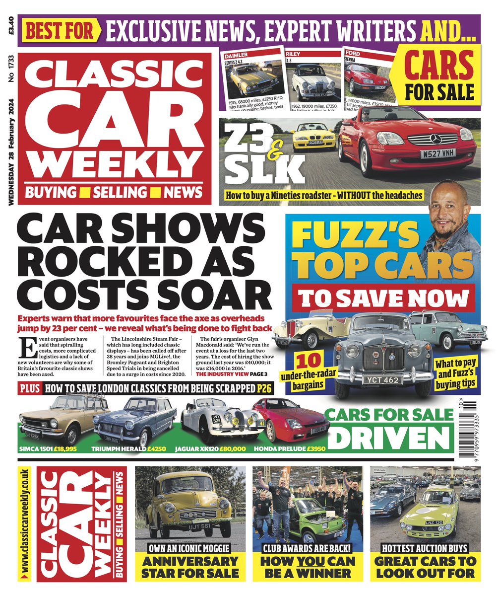 A packed issue awaits on shop shelves and in letter boxes around the country. Fuzz Townshend gives us his top-10 under-the-radar bargains, you can own the iconic charity champion Moggie Minor and the Club Awards are back. Be sure to get the latest issue of Classic Car Weekly now