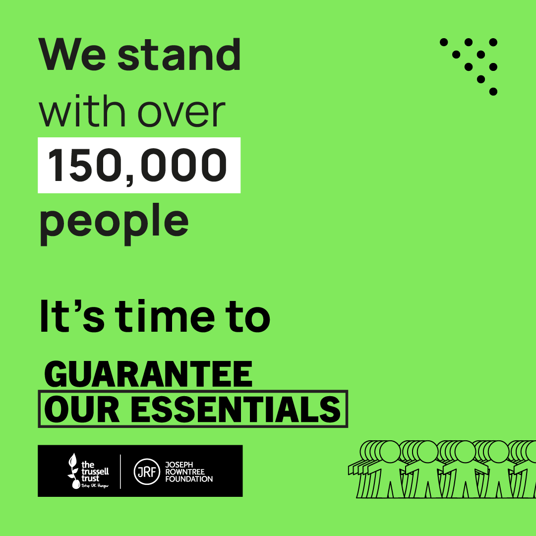 ❌It’s not right that people are going without food & other essentials because Universal Credit falls short.

✅We can fix this with an Essentials Guarantee.

✍️ 150,000+ people have signed the petition, and we stand with them. 

⏰ It's time to Guarantee #OurEssentials