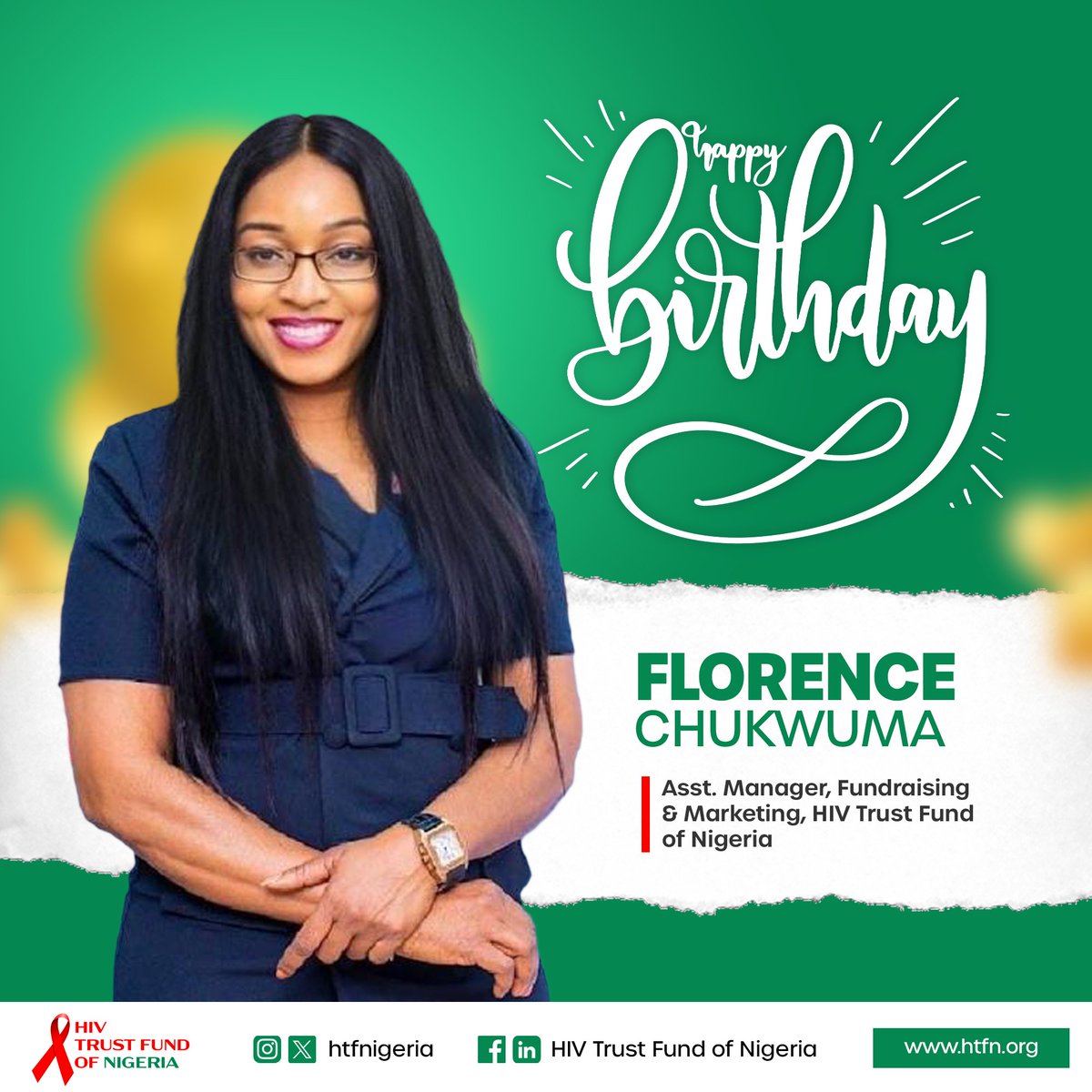 Happy birthday to our assistant fundraising and marketing manager, Florence Chukwuma. 

Here's to a year filled with joy, love, laughter, and success.

We love and appreciate you.

#happybirthday #htfn #hivtrustfundofnigeria #februarybirthday