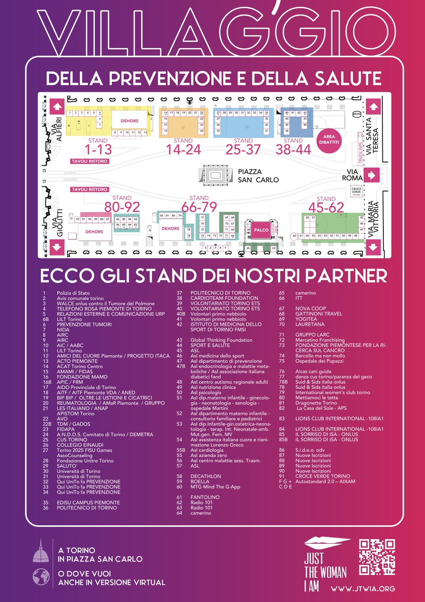 JTWIA (@justthewomaniam) on Twitter photo E' online il VILLAGGIO DELLA PREVENZIONE! Scopri gli stand che potrai trovare venerdì 1, sabato 2 e domenica 3 marzo in piazza San Carlo! #justthewomaiam <a href="/unito/">Università di Torino</a> <a href="/PoliTOnews/">Politecnico di Torino</a> <a href="/twitorino/">Città di Torino</a> <a href="/regionepiemonte/">Regione Piemonte</a> <a href="/CittaMetroTO/">Città MetroTorino</a> <a href="/ASLCittaTorino/">ASL Città di Torino - Pagina Ufficiale</a> <a href="/cittasalute_to/">AOU CittàdellaSalute</a>
jtwia.org/villaggio-prev… E' online il VILLAGGIO DELLA PREVENZIONE! Scopri gli stand che potrai trovare venerdì 1, sabato 2 e domenica 3 marzo in piazza San Carlo! #justthewomaiam <a href="/unito/">Università di Torino</a> <a href="/PoliTOnews/">Politecnico di Torino</a> <a href="/twitorino/">Città di Torino</a> <a href="/regionepiemonte/">Regione Piemonte</a> <a href="/CittaMetroTO/">Città MetroTorino</a> <a href="/ASLCittaTorino/">ASL Città di Torino - Pagina Ufficiale</a> <a href="/cittasalute_to/">AOU CittàdellaSalute</a>
jtwia.org/villaggio-prev…