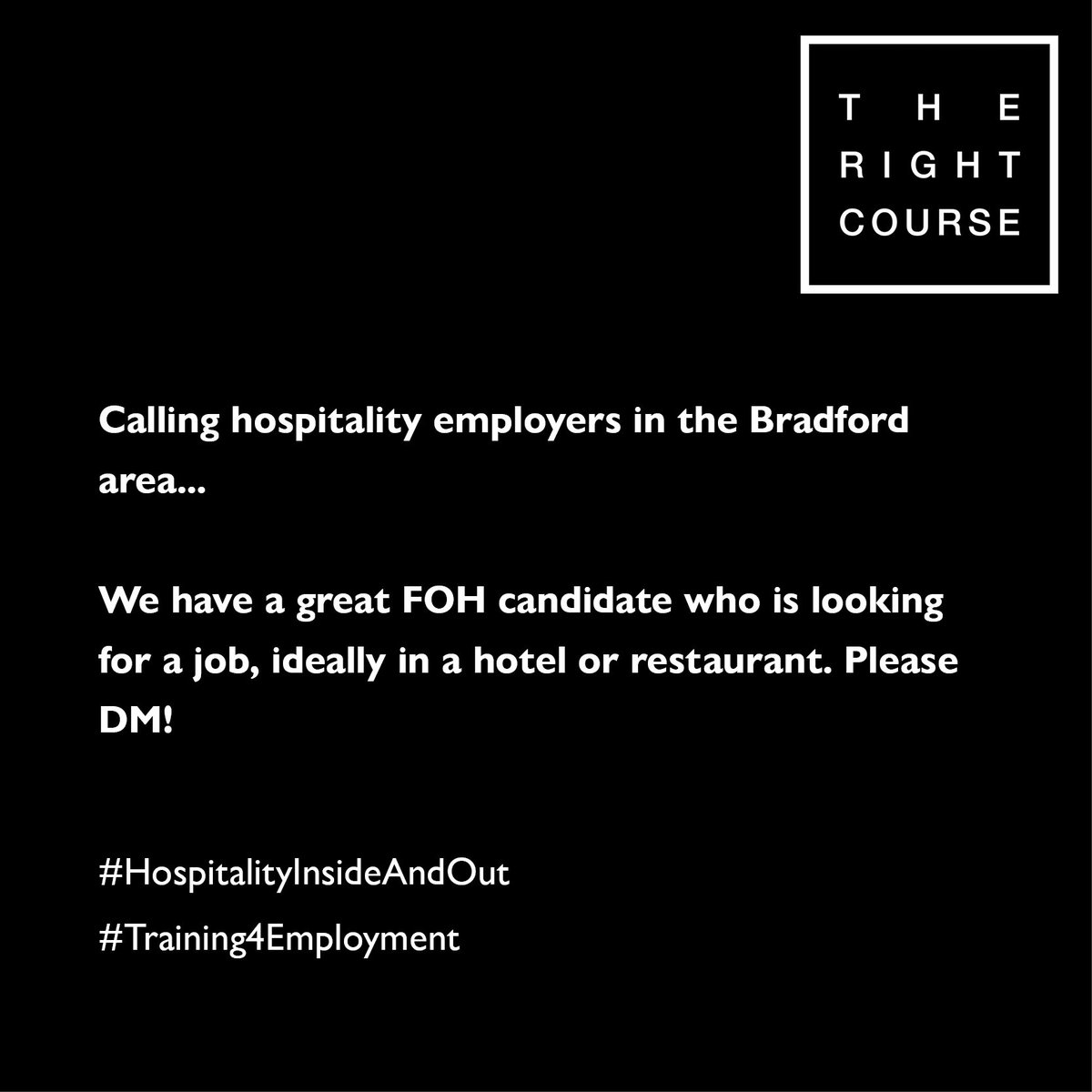 We're looking for a hotel or restaurant in the Bradford area that would be willing to give one of our graduates a chance. They have front of house experience from Bertie's, our training restaurant at @hmp_lincoln. A great team member & willing to learn. Please DM for details.