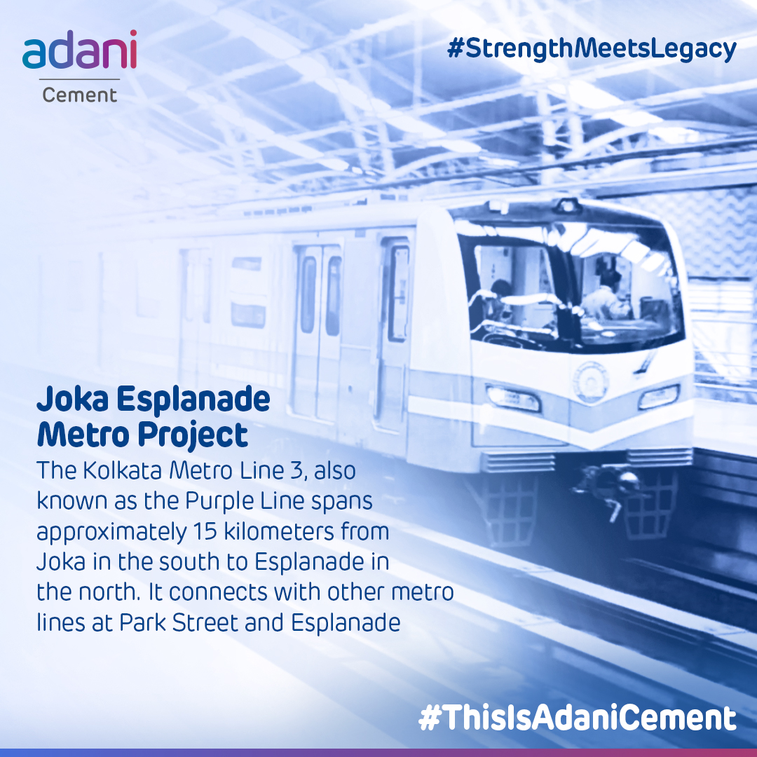 ACCLimited's tweet photo. The Joka Esplanade Metro Project spans approximately 15 kilometers from Joka to Esplanade. This purple line connects with other metro lines at Park Street and Esplanade
#ThisIsAdaniCement #GrowthWithGoodness #AtmanirbharBharat #StrengthMeetsLegacy https://t.co/B8QNYKkBpw
