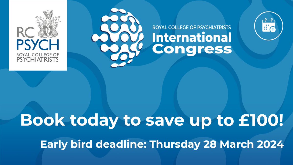 You have just one month left to take advantage of our early bird rates and save up to £100 on your ticket! - Book today to avoid missing out on our previously sold out International Congress ow.ly/iq8z50QrAPe #RCPsychIC