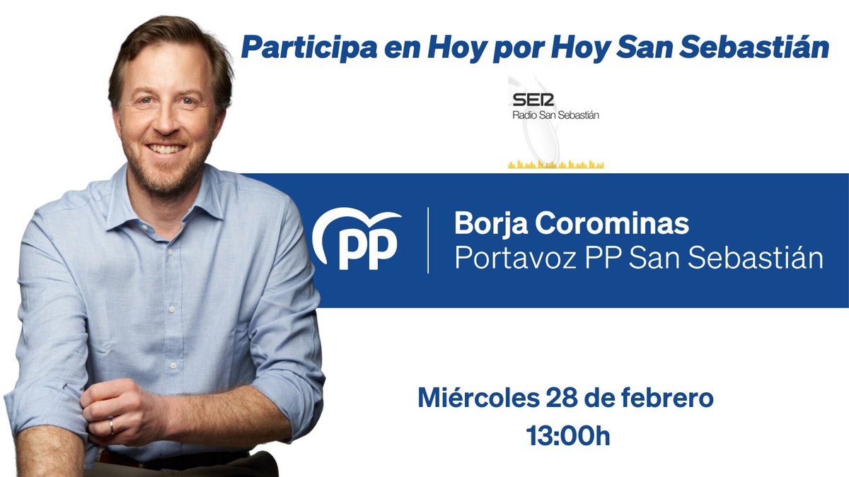 PP_SanSebastian's tweet photo. 📻 La rescisión del contrato de obras de la #Bretxa será el tema de hoy en la tertulia de @RadioSnSn en la que estará nuestro portavoz, @BorjaCorominas.

📡 A las 13:00h sintoniza https://t.co/jB4s3yyW9Q

#LoNuestroEsSanSebastián https://t.co/1cajwOb9Om