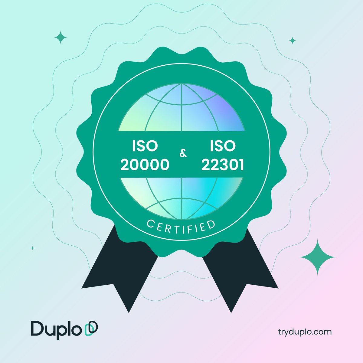 Today, we're thrilled to announce a significant milestone for our organization. Duplo recently received the ISO 22301: 2019 and ISO/IEC 20000-1 :2018 certifications. Read more about the new certifications here- hubs.li/Q02mvydH0