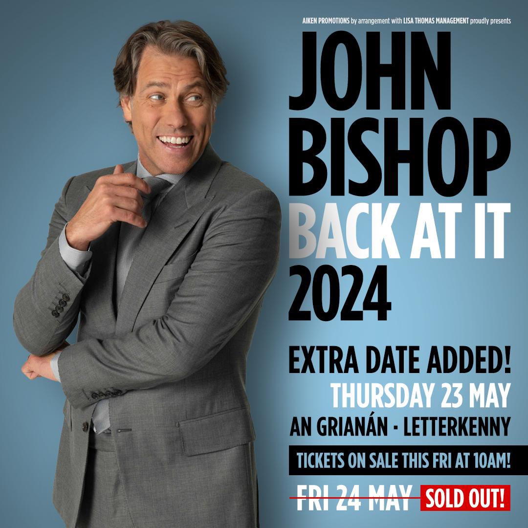 Letterkenny, get ready! We're adding an extra date on Thursday, May 23rd. Tickets for this special show will be available this Friday at 10 am. Visit my website johnbishoponline.com or click the link in my bio to grab your tickets. Can't wait to see you there! ☘️ #comedy…